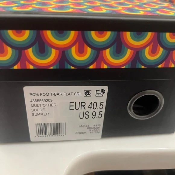 Kurt Geiger Pink Sandals with Multicolor Pom Poms - Picture 4 of 4